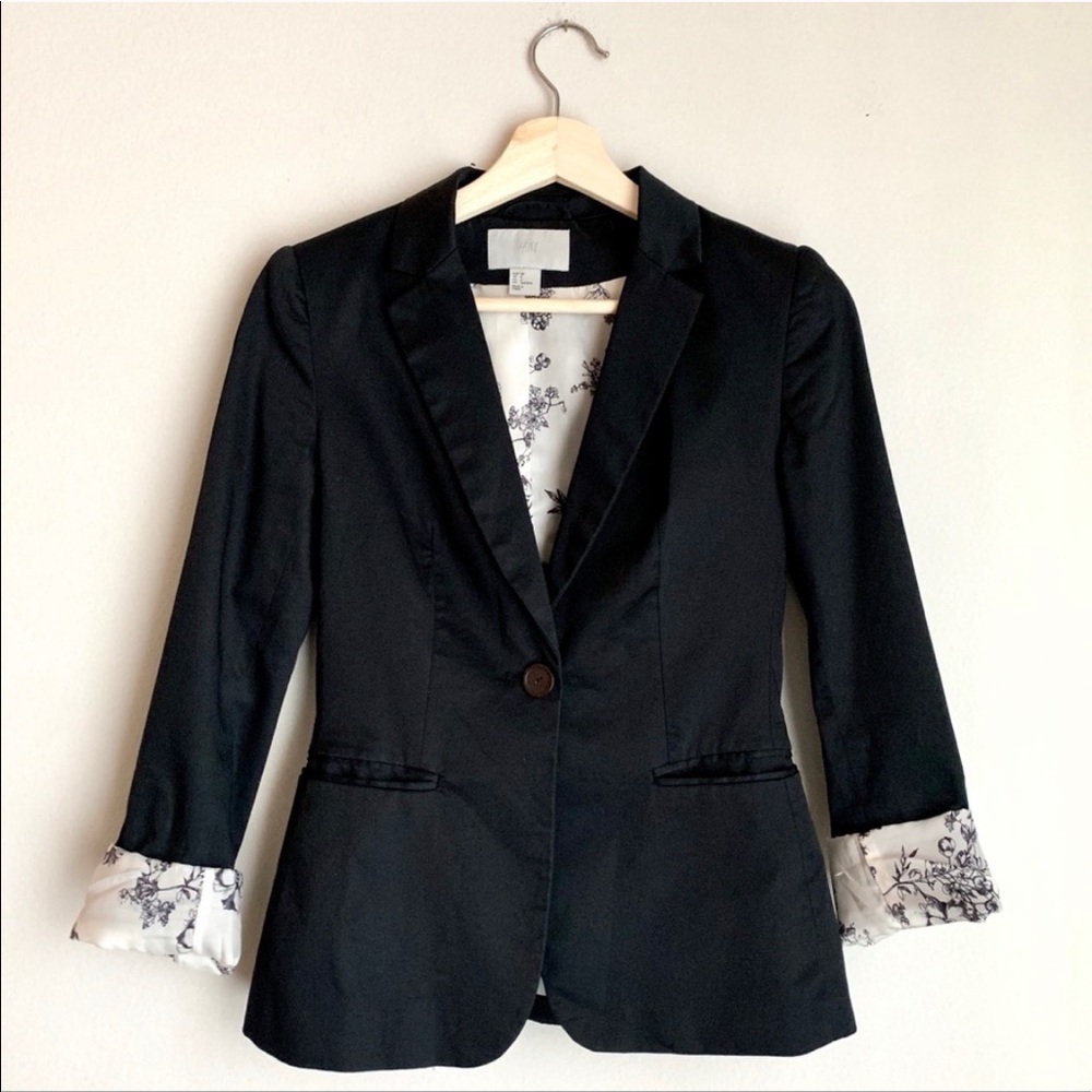 H&M Black Blazer with Floral Lining